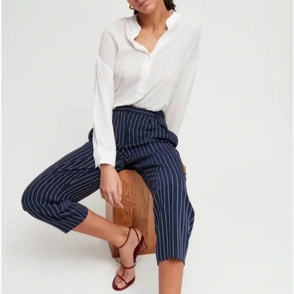 Aritzia Babaton Modesto pant navy stripe - Picture 2 of 3